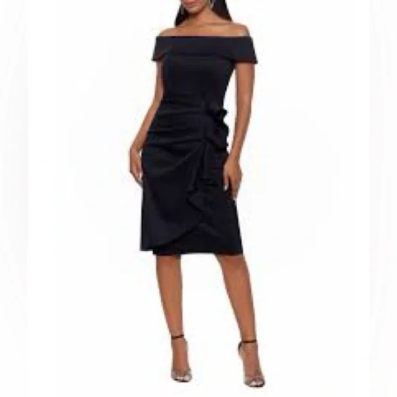 NWT Xscape, Elegant Black Off-Shoulder Dress - Picture 1 of 12